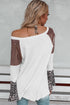 Sequin Patchwork Bell Sleeve V Neck Tunic Top
